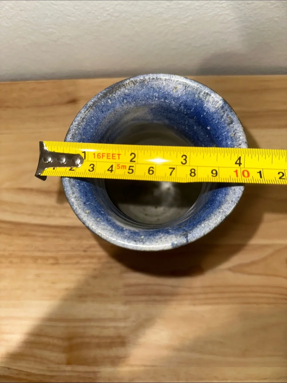 Vintage Studio Pottery Stoneware Vase – Hand-Painted Blue Floral Motif